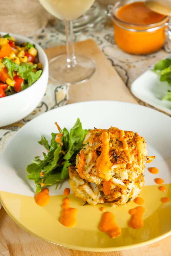 Stress-Free Crab Cakes with Roasted Red Pepper Remoulade - Home Sweet Jones